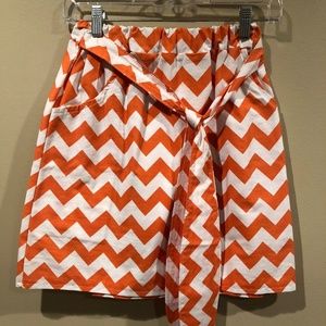 chevron orange and white with bow tie front